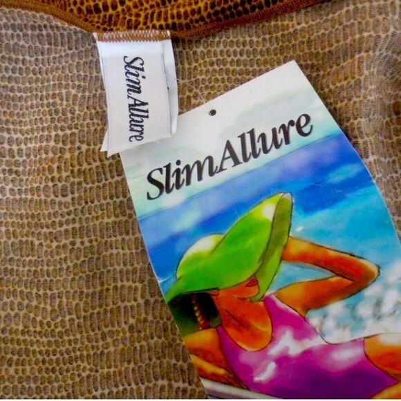 Slim Allure Swim Brown / Orange Animal Print Satin Sarong - Picture 4 of 5